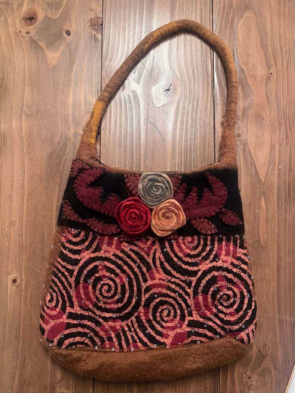 Rising Tide Felted Wool Floral Purse